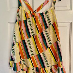 Cabi Skip Halter Top Colorful Printed Retro Sleeveless Ruffle